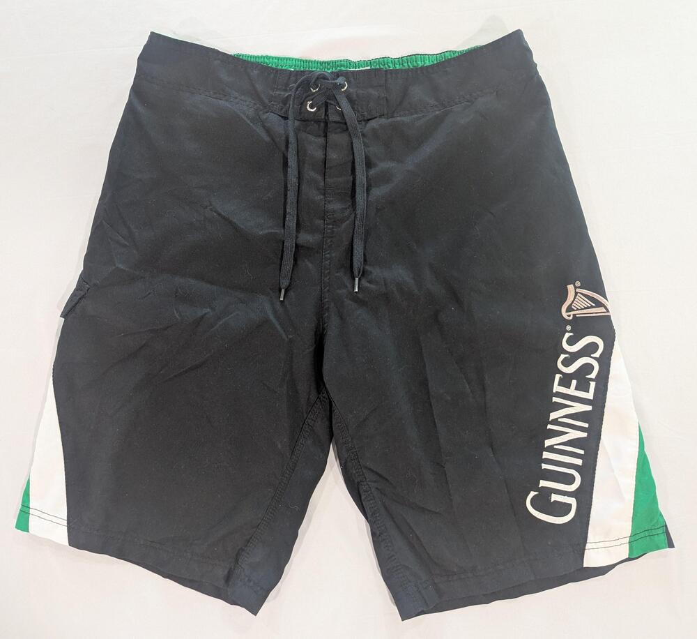 Guinness Shorts Mens XL Black Green Colorblock Board Swim Trunks Mesh Lined